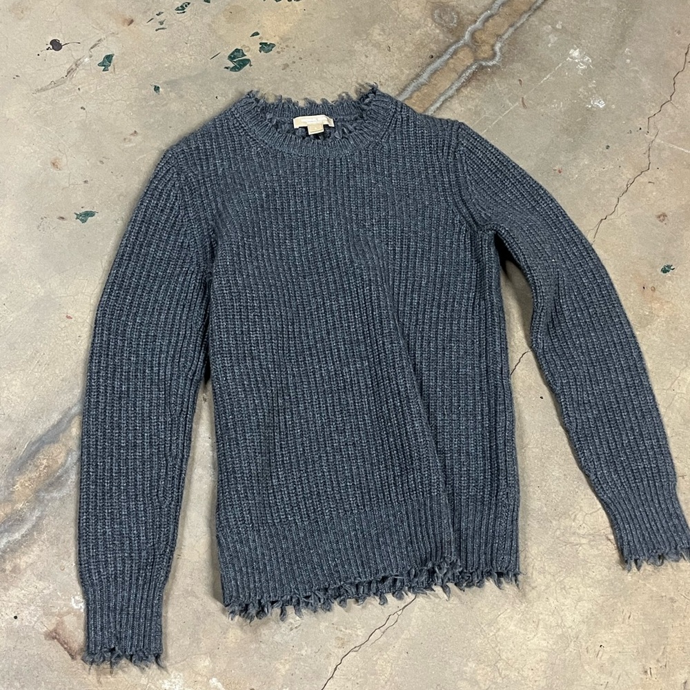 Michael Kors Collection Charcoal Knit Sweater with fringe details size S
